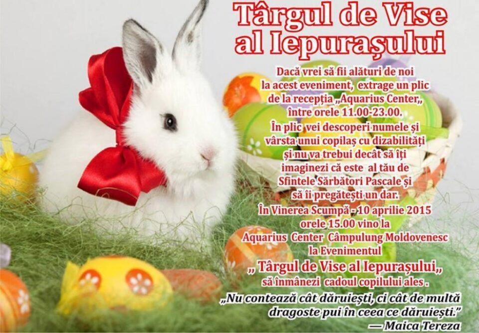 ,,Târgul de vise al iepurașului”, acțiune umanitară inițiată de „Micul poet” din Câmpulung Moldovenesc