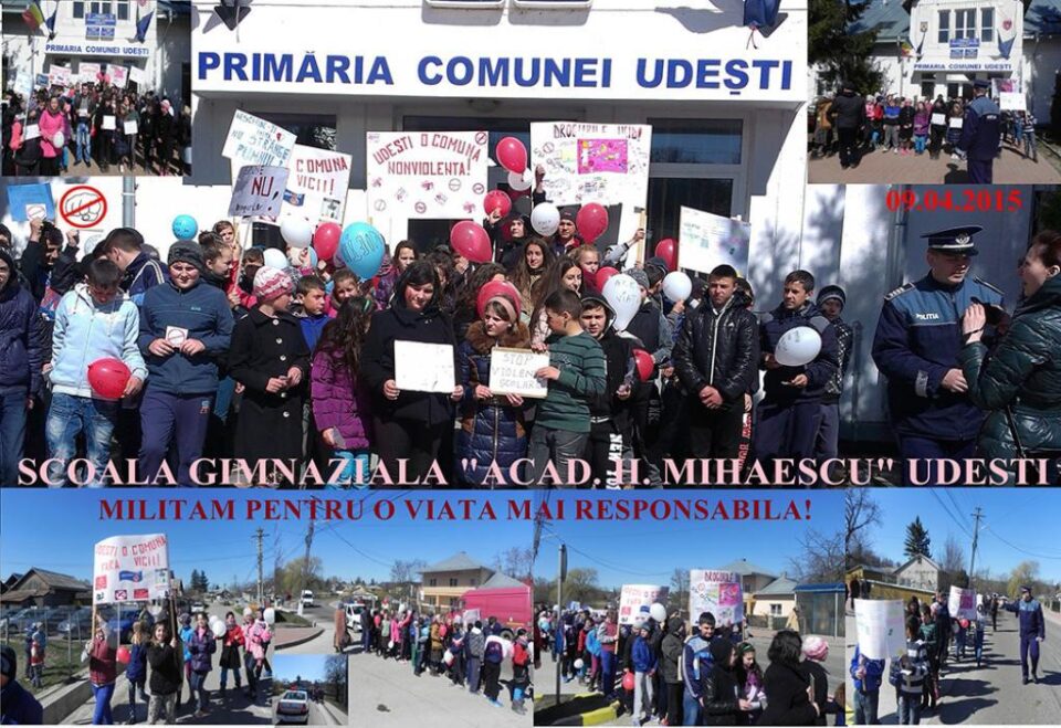 Marș pentru prevenirea violenței și a consumului de droguri, la școala din Udești