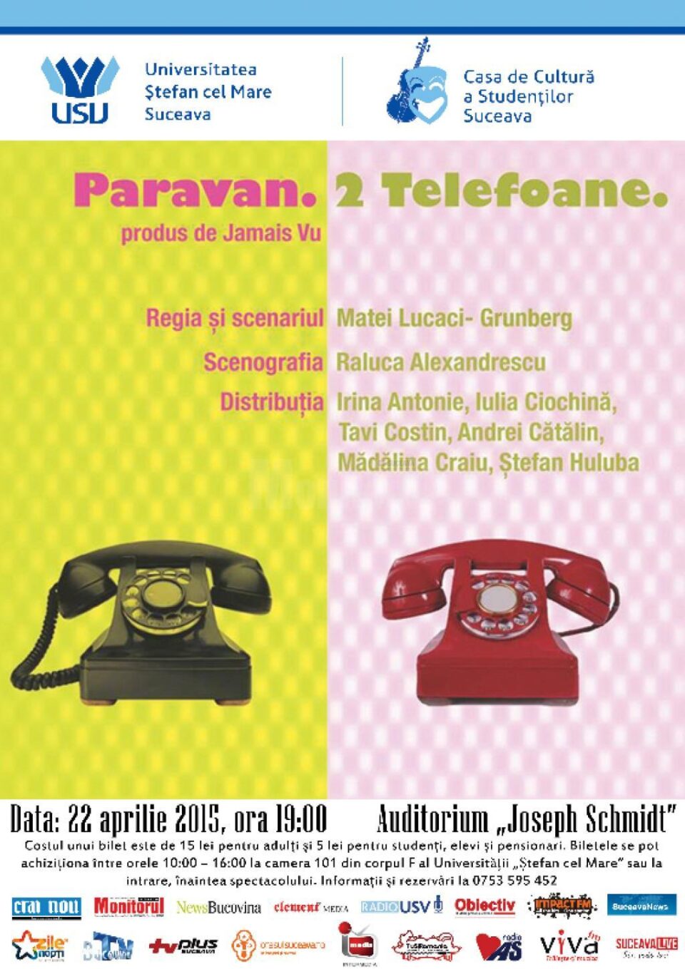Piesa de teatru „Paravan. 2 telefoane”, astăzi, la USV Piesa de teatru „Paravan. 2 telefoane”, astăzi, la USV