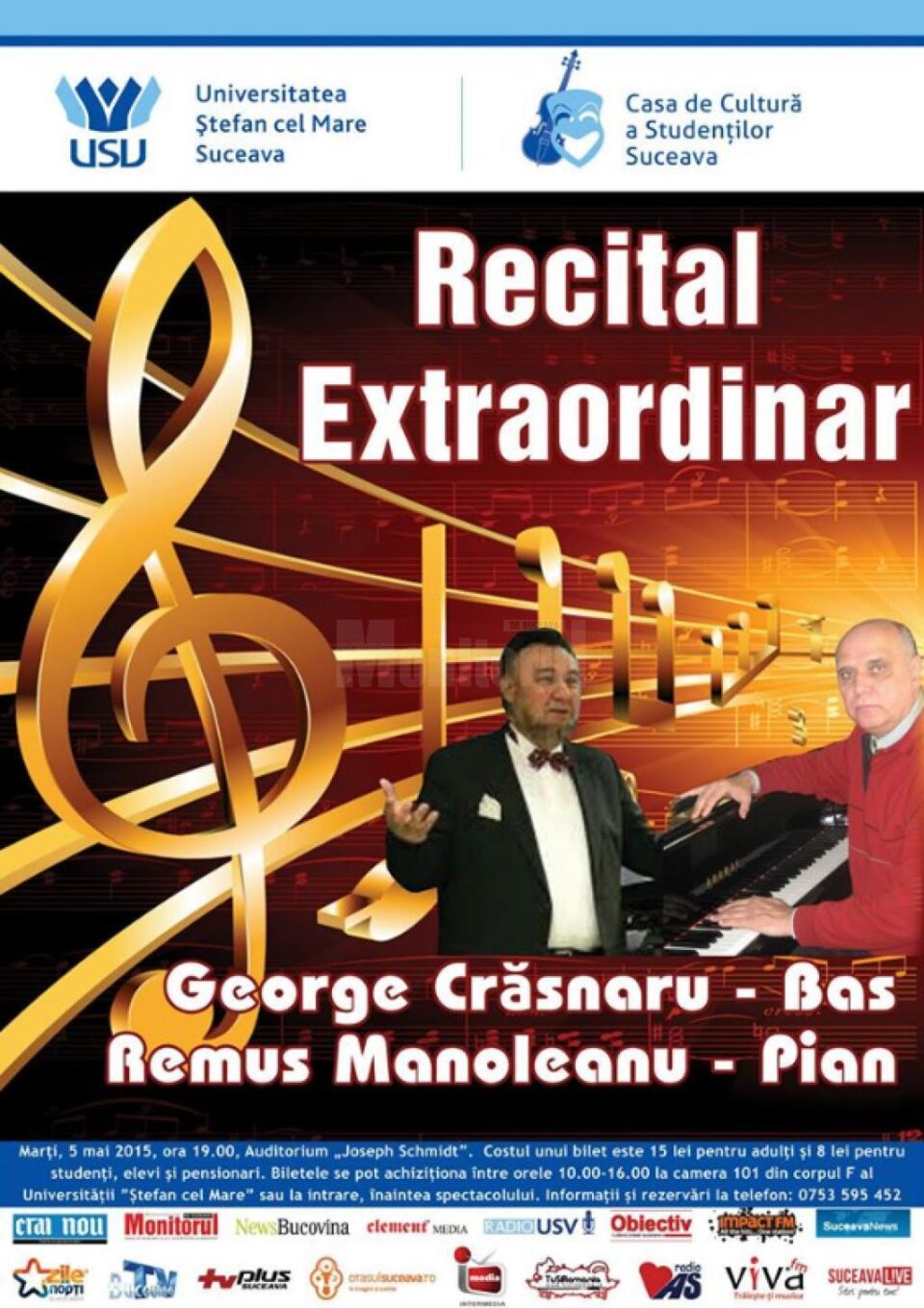 Recital cu basul George Crăsnaru și pianistul Remus Manoleanu, la USV