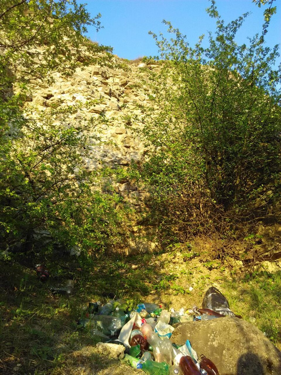 Ruinele Cetății Șcheia, transformate în groapă de gunoi