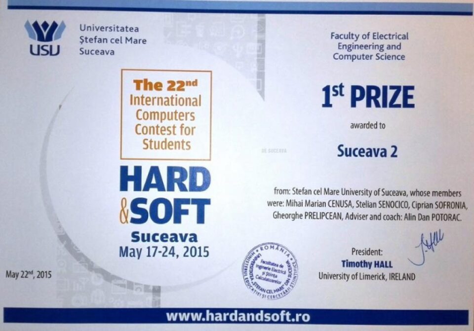 Studenți ai USV, pe locul I la Concursul Internațional „Hard & Soft”