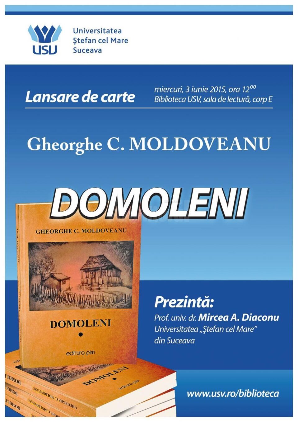 Gheorghe C. Moldoveanu își lansează o nouă carte la Biblioteca USV
