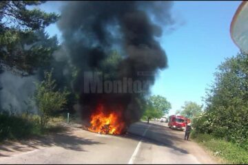 Un autoturism BMW a luat foc în mers, pe DJ 178, pe raza satului Costâna, comuna Todirești