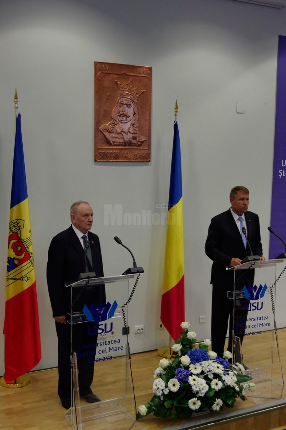 Klaus Iohannis și Nicolae Timofti , cu ocazia declarațiilor de presă
