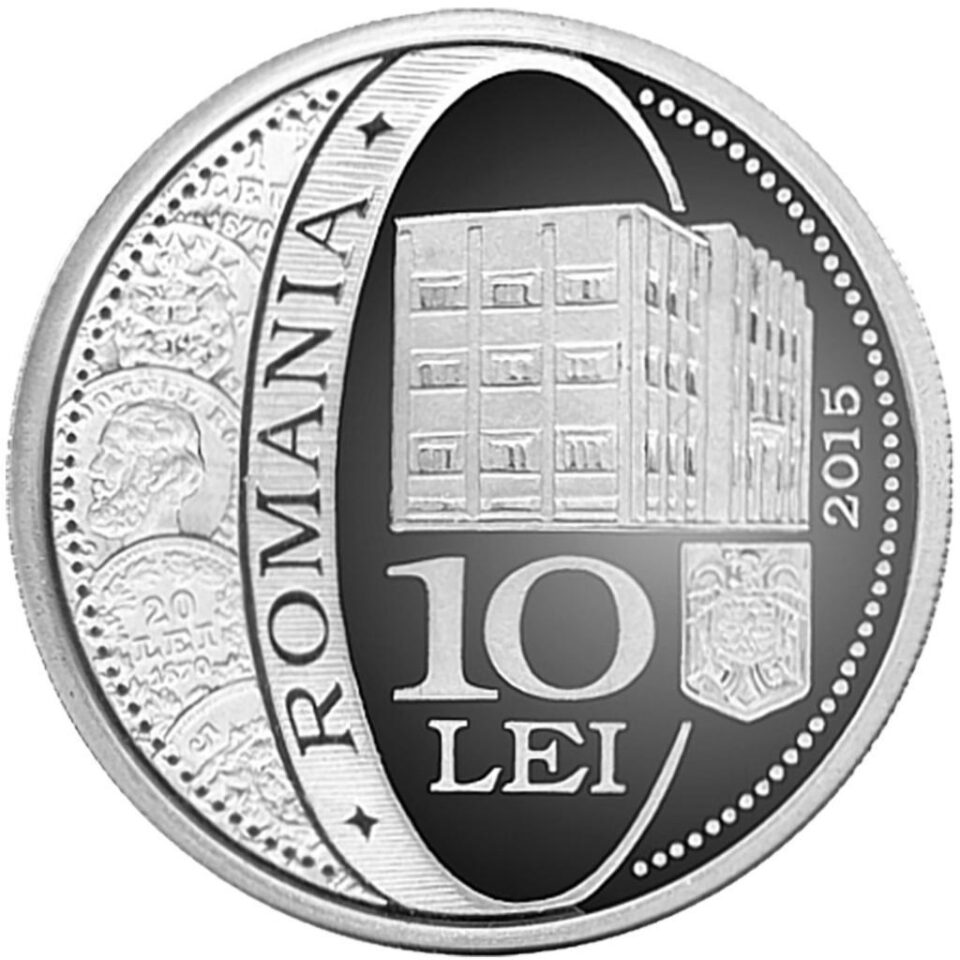 Monedă din argint - avers - 145 de ani de la înființarea Monetăriei statului