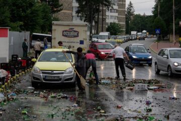 Berea a curs, la propriu, pe o stradă din Suceava
