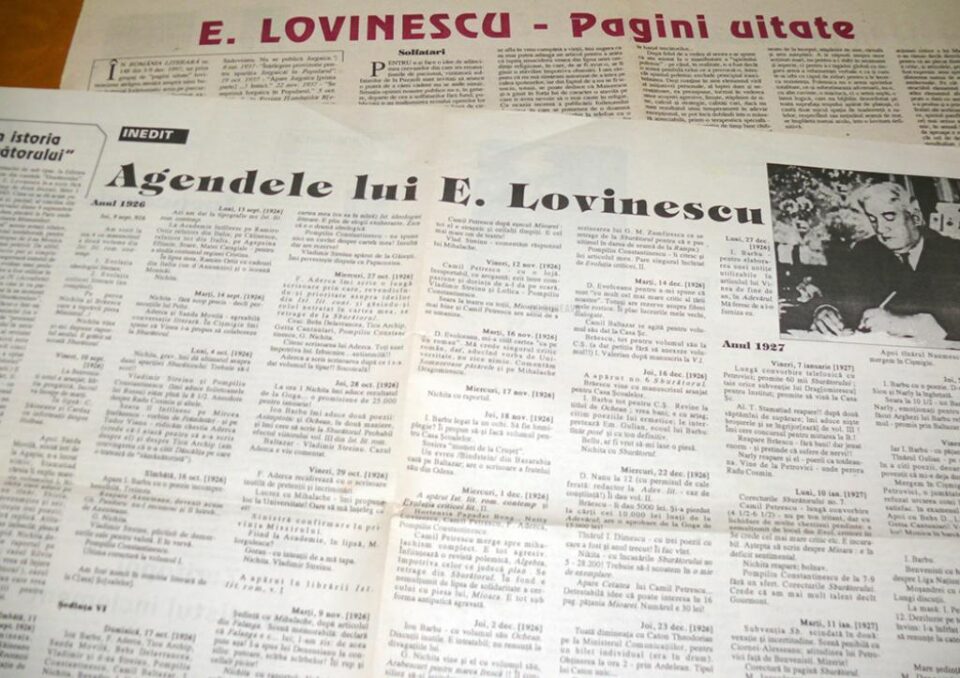 Agendele literare ale lui Eugen Lovinescu au fost prezentate publicului