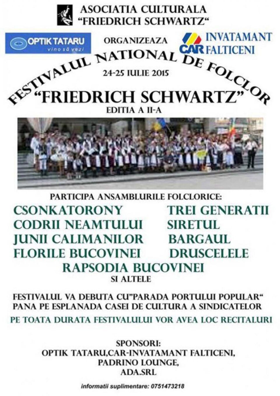 Festivalul Național de Folclor „Friedrich Schwartz”, ediția a II-a, în centrul municipiului Suceava