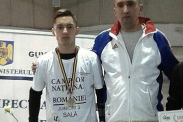 Claudiu Daniel Mihăescu, alături de antrenorul său, Cristian Prâsneac