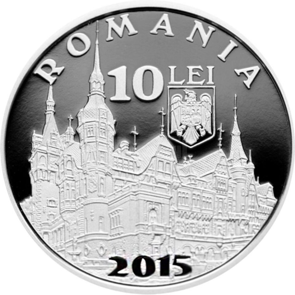 Emisiunea numismatică 140 de ani de la punerea pietrei de temelie a Castelului Peleș din Sinaia - avers