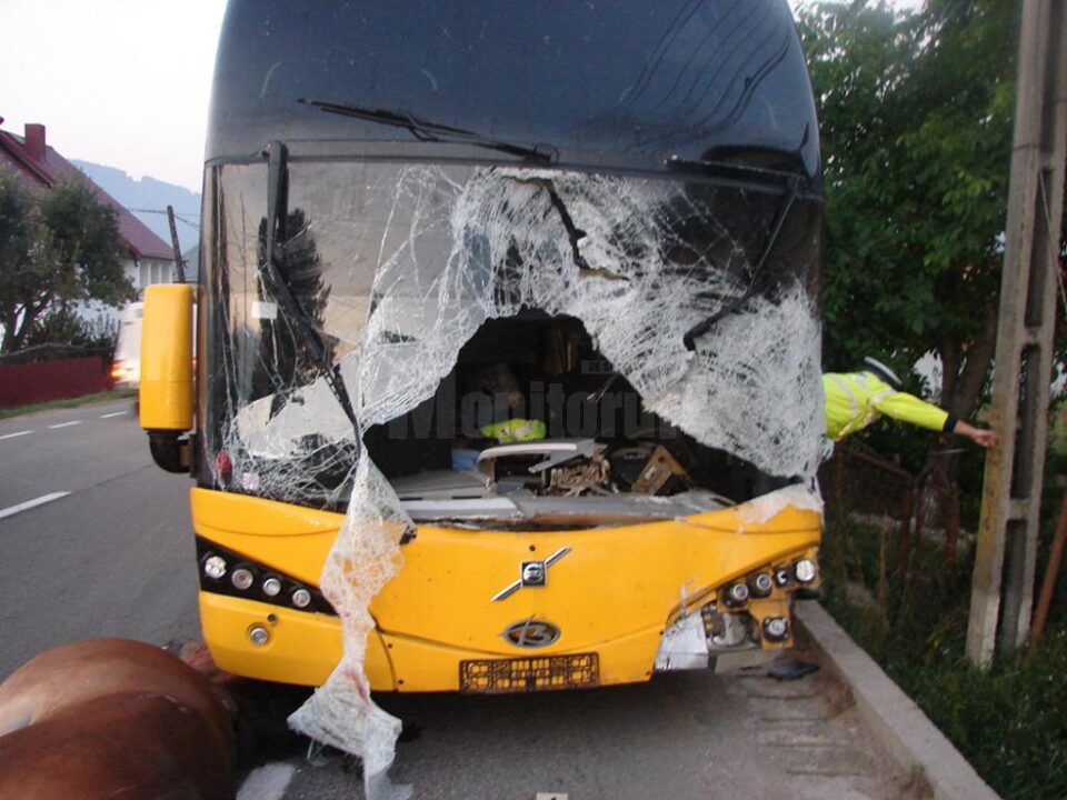 În urma impactului, tânărul de la volanul autocarului nu a mai avut nici o șansă, decedând pe loc