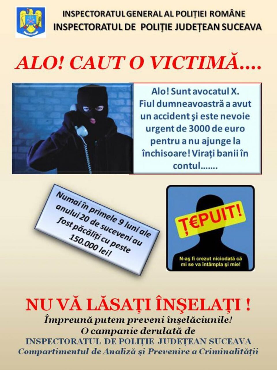 Acțiune de prevenire a înșelăciunilor