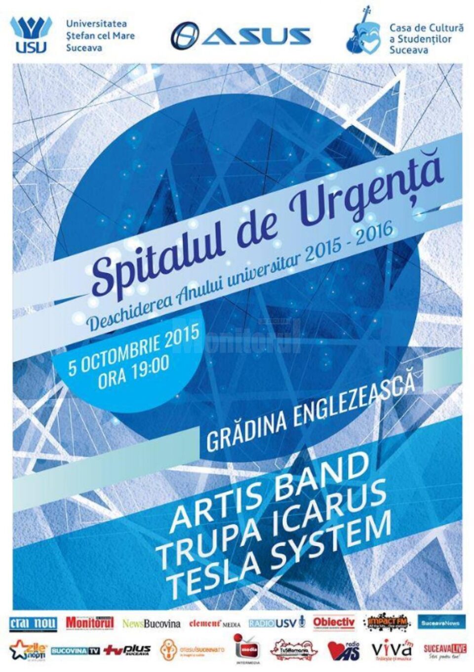 Trupele Spitalul de Urgență, Artis Band, Icarus și Tesla System concertează la USV Trupele Spitalul de Urgență, Artis Band, Icarus și Tesla System concertează la USV