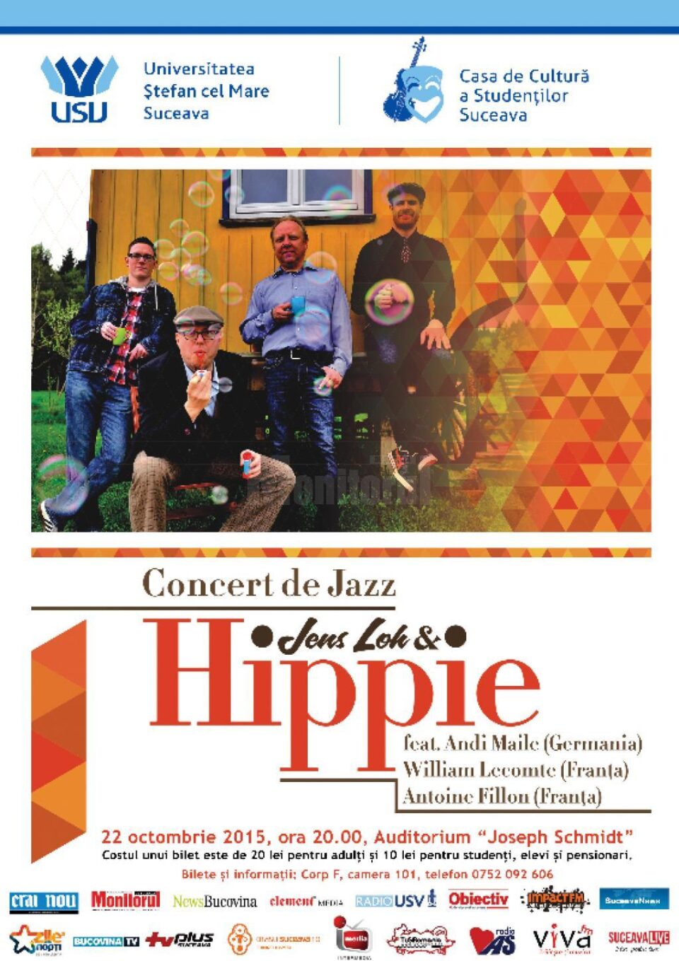 Concert de jazz cu Jens Loh și formația Hippie, la Universitatea din Suceava