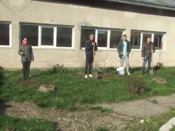 Elevii Colegiului Tehnic „Alexandru Ioan Cuza” au plantat arbori în curtea școlii