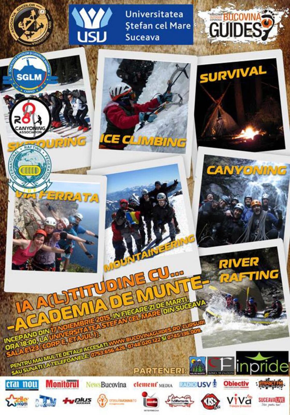 Cursuri gratuite de alpinism, schi, rafting, supraviețuire și multe altele, la Academia de Munte