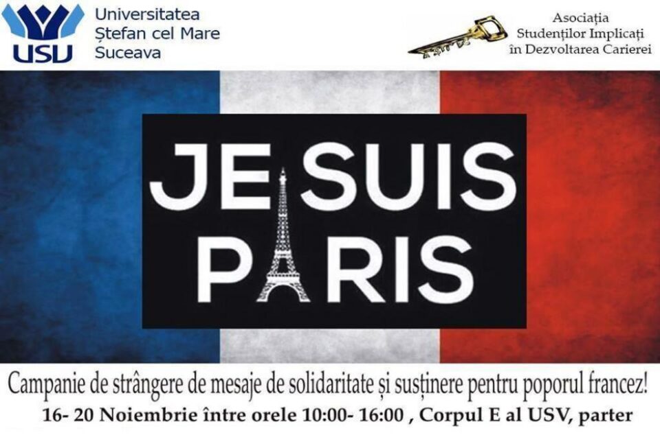 „Je suis Paris” - campanie de strângere de mesaje de solidaritate și susținere pentru poporul francez