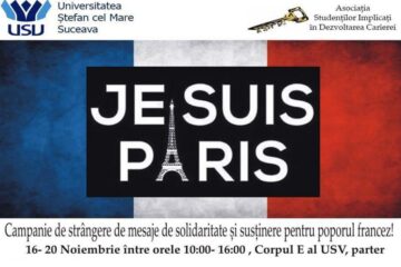 „Je suis Paris” - campanie de strângere de mesaje de solidaritate și susținere pentru poporul francez