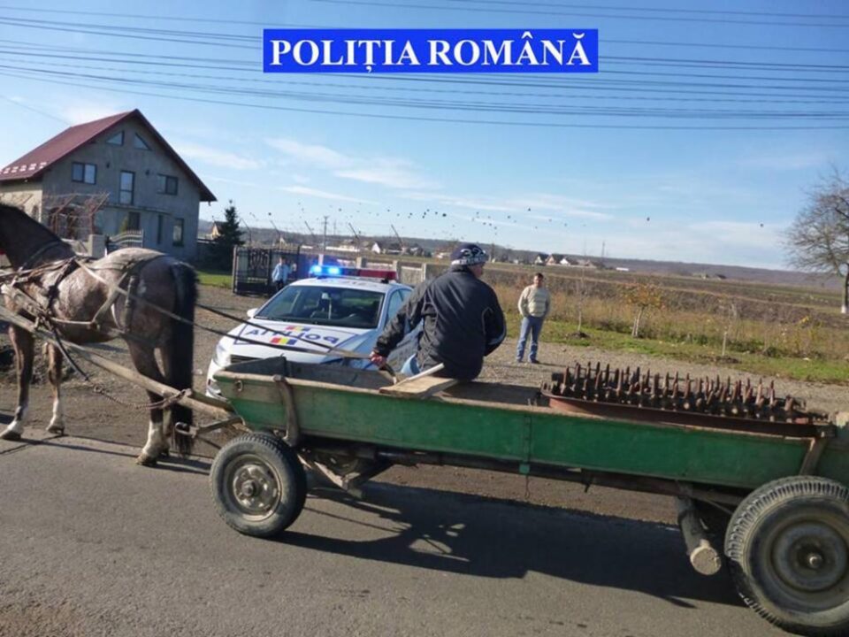 Polițiștii au împărțit zeci de plăcuțe și veste reflectorizante pentru căruțași