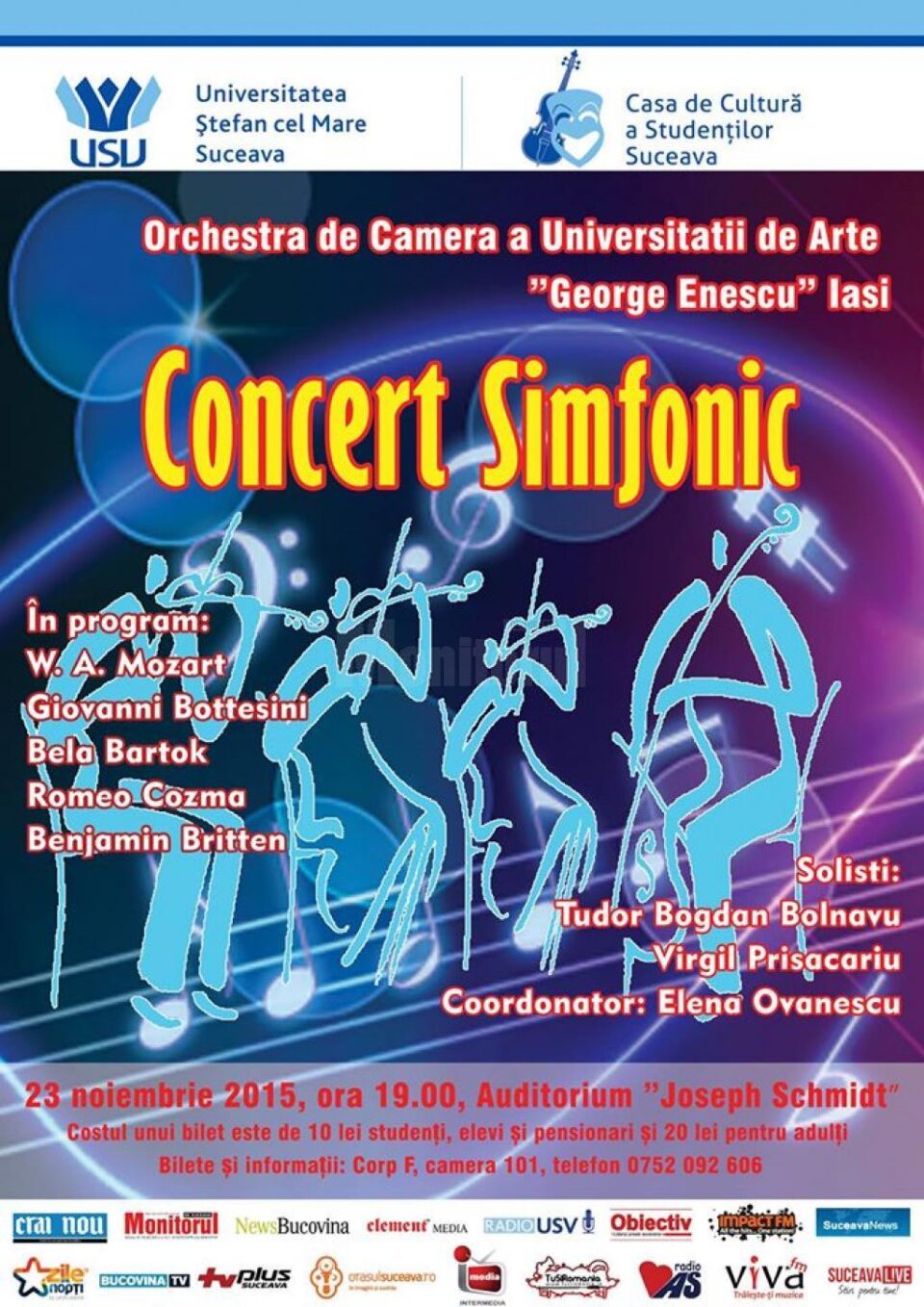 Concert simfonic, astăzi, la Universitatea „Ștefan cel Mare” Concert simfonic, astăzi, la Universitatea „Ștefan cel Mare”