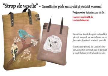 „Strop de veselie” - Geantă din piele naturală, pictată manual