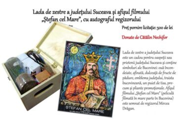 „Lada de zestre” a județului Suceava și afișul filmului „Ștefan cel Mare”, cu autograful regizorului