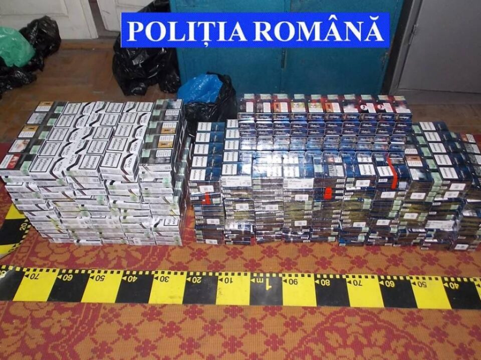 Țigările de contrabandă confiscate de polițiști