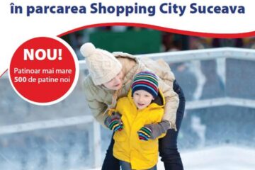Distracție pe gheață, la patinoarul din parcarea Shopping City Suceava