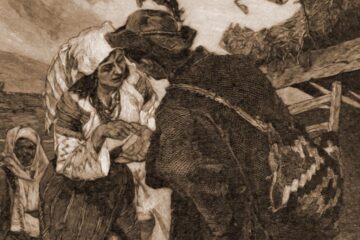 Țigancă, ghicind în palmă – desen de Julius Zalaty Zuber (1867-1918)