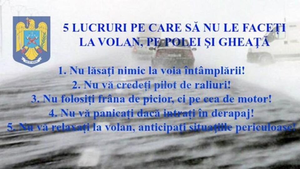 Recomandări pentru circulația rutieră pe timp de iarnă