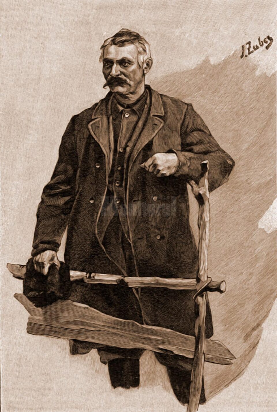German din Ițcani – desen de Julius Zalaty Zuber (1867-1918)