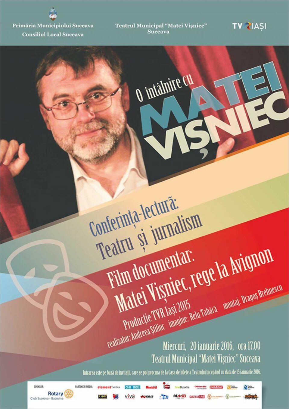 Prima întâlnire cu scriitorul și jurnalistul Matei Vișniec, pe scena teatrului care îi poartă numele din Suceava