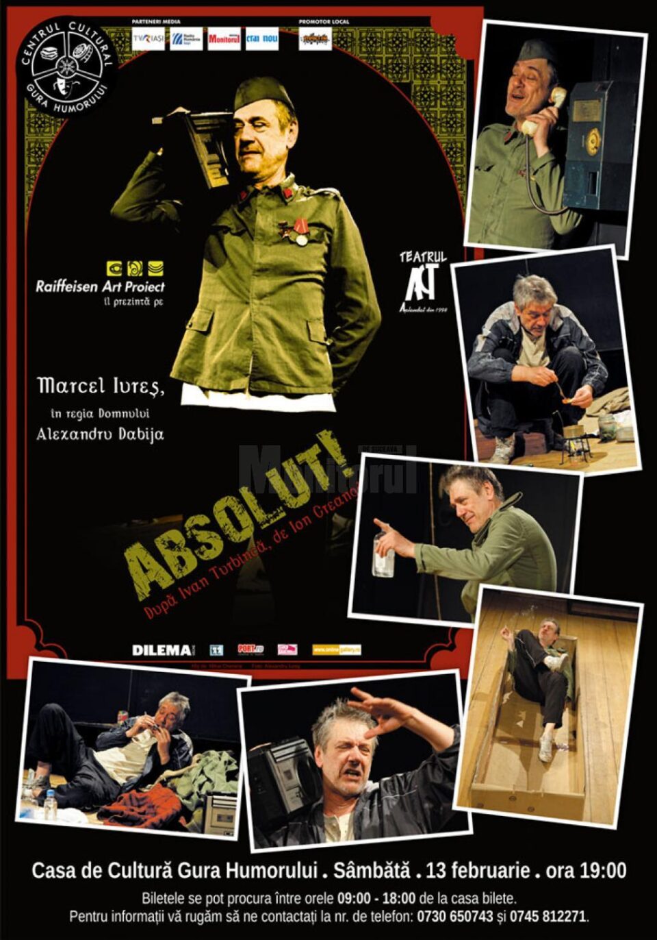 Spectacol de teatru „Absolut!”, cu Marcel Iureș, la Gura Humorului