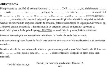 Modelul adeverințelor de la serviciu pentru concediul medical