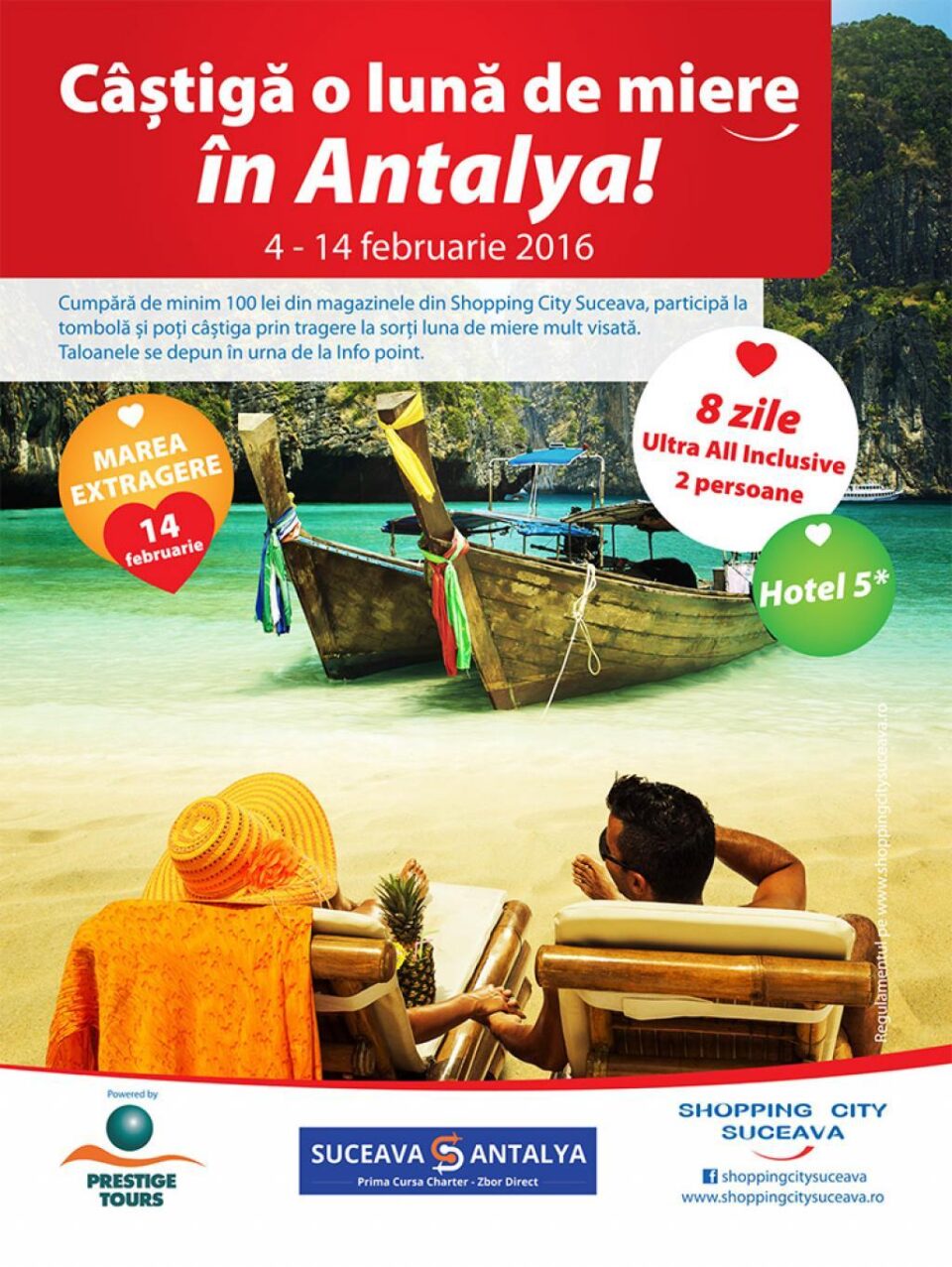 Shopping City Suceava te premiază cu o ”lună de miere” în Antalya!