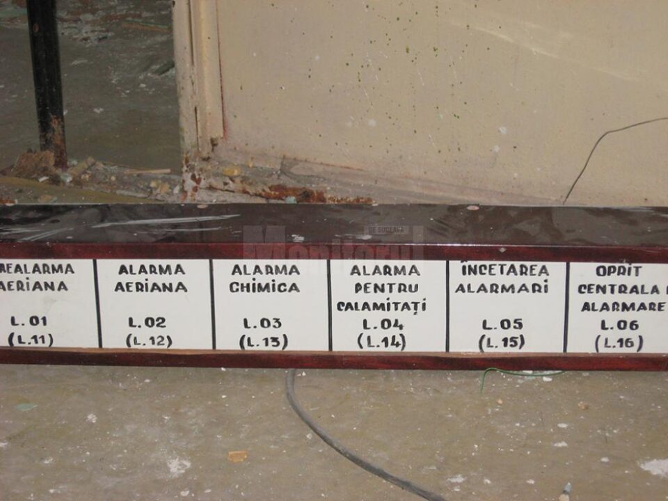 Indicator panou comandă în buncărul de la hotelul Bucovina