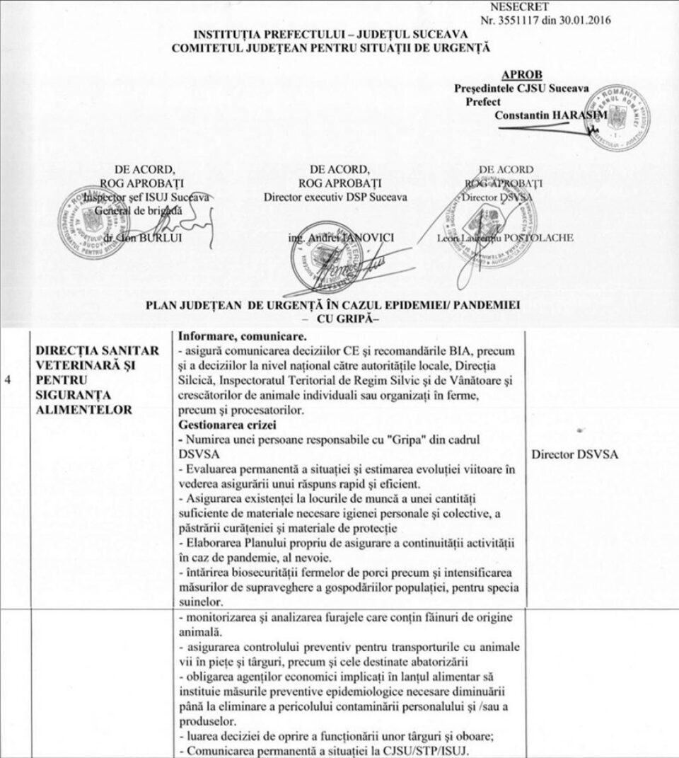 Din cauza denumirii ”gripă porcină”, Comitetul pentru Situații de Urgență Suceava a cerut veterinarilor supravegherea porcilor