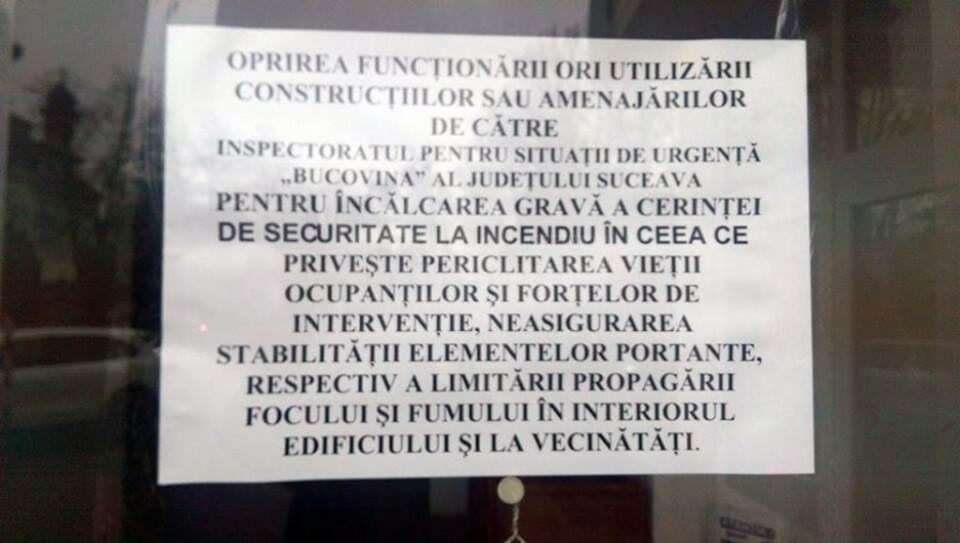 Magazinul General a fost închis de pompieri
