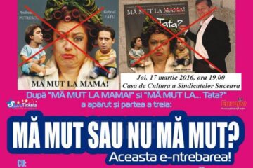 Actorii Adriana Trandafir, Adrian Păduraru și Carmen Tănase, în martie, pe scena suceveană