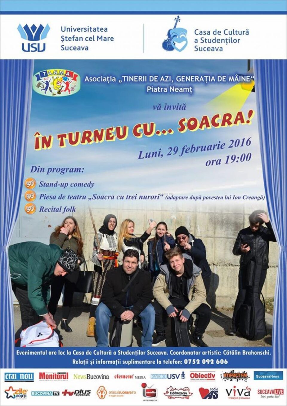Spectacol de folk, teatru și stand-up comedy, la Universitatea „Ștefan cel Mare”