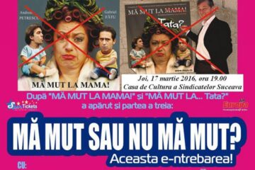 Actorii Adriana Trandafir, Adrian Păduraru și Carmen Tănase, în martie, pe scena suceveană