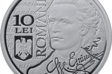 Monedă din argint dedicată împlinirii a 150 de ani de la debutul lui Mihai Eminescu în revista „Familia”