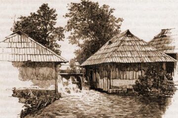 Piuă de țesut sumane – desen de Mattias Adolf Charlemont (1820-1871)