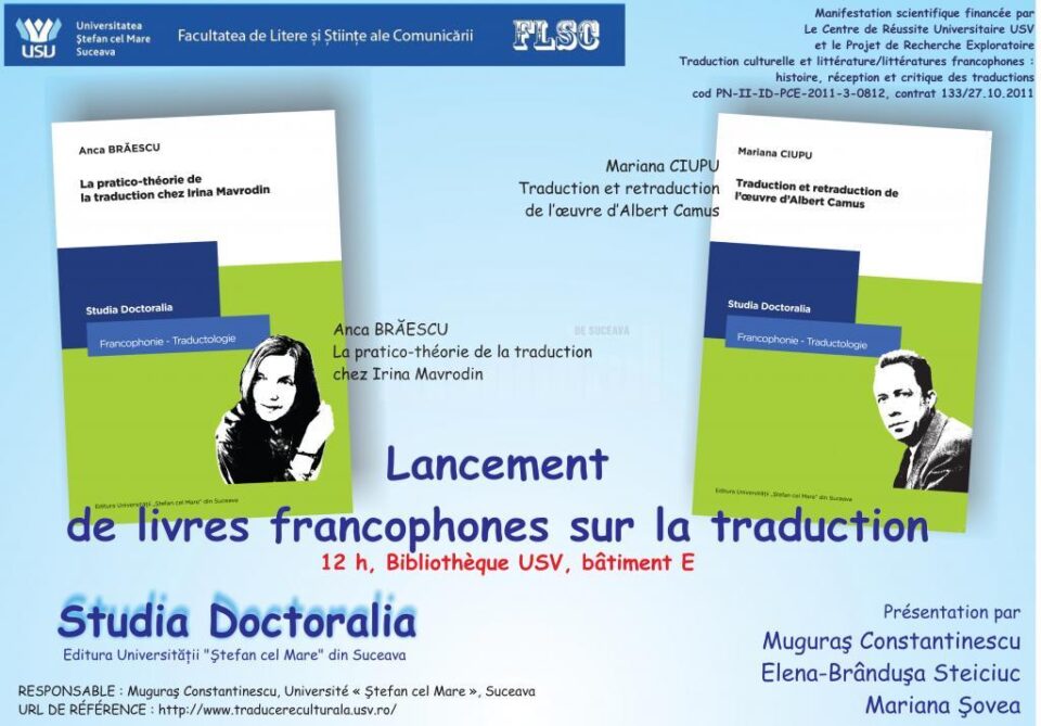 Lansare de volume francofone Lansare de volume francofone