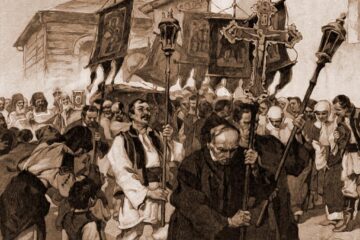 Sânziene, la Suceava – desen de Julius Zalaty Zuber (1867-1918)