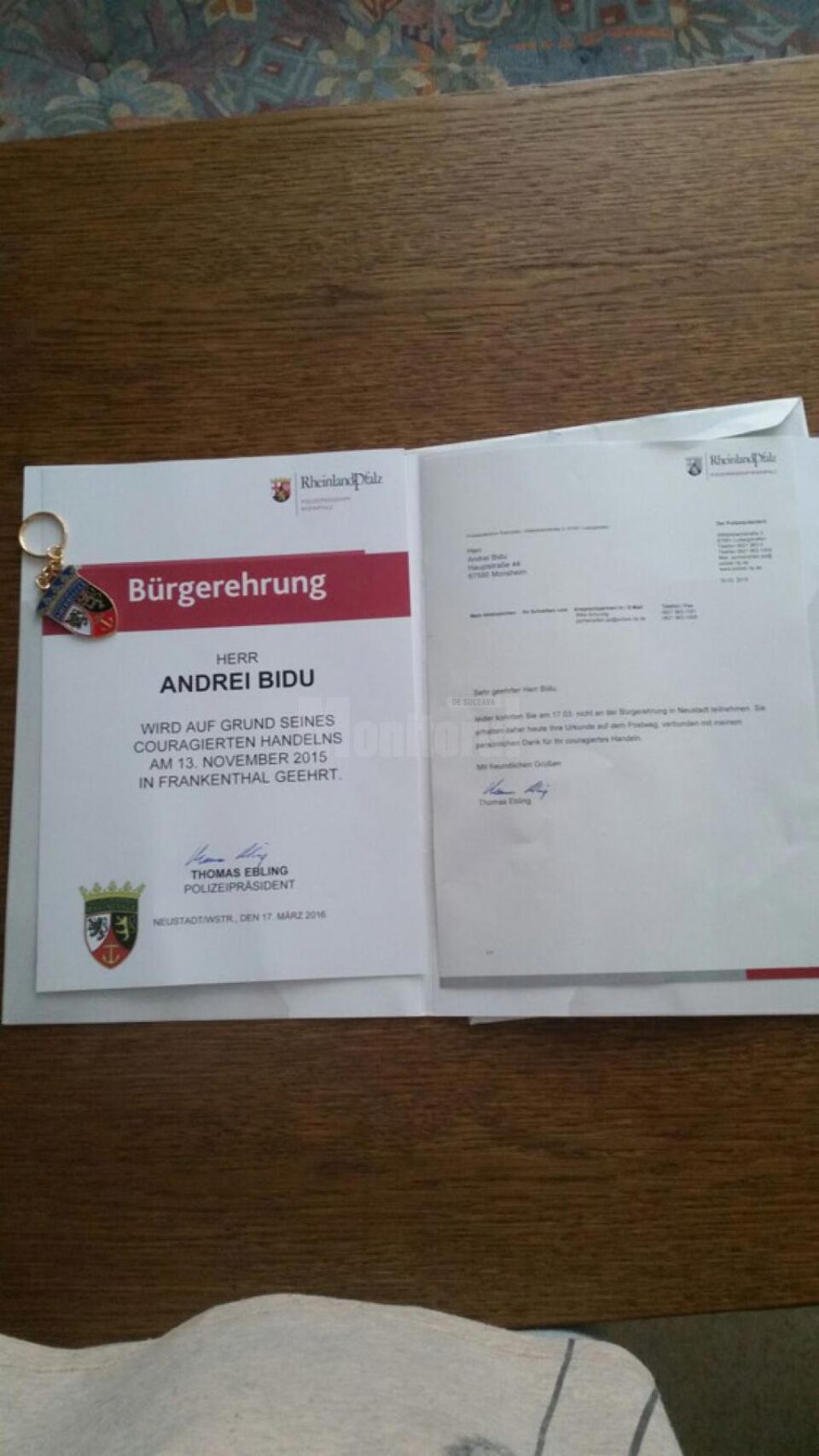 Sucevean premiat de poliția germană
