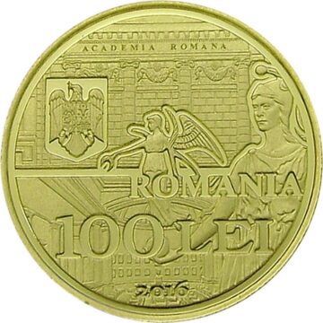 Emisiune numismatică dedicată Academiei Române - Aur - avers