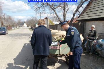 Polițiștii au montat peste 100 de plăcuțe reflectorizante pe căruțele identificate în trafic, pe raza localităților sau pe alte segmente de drum