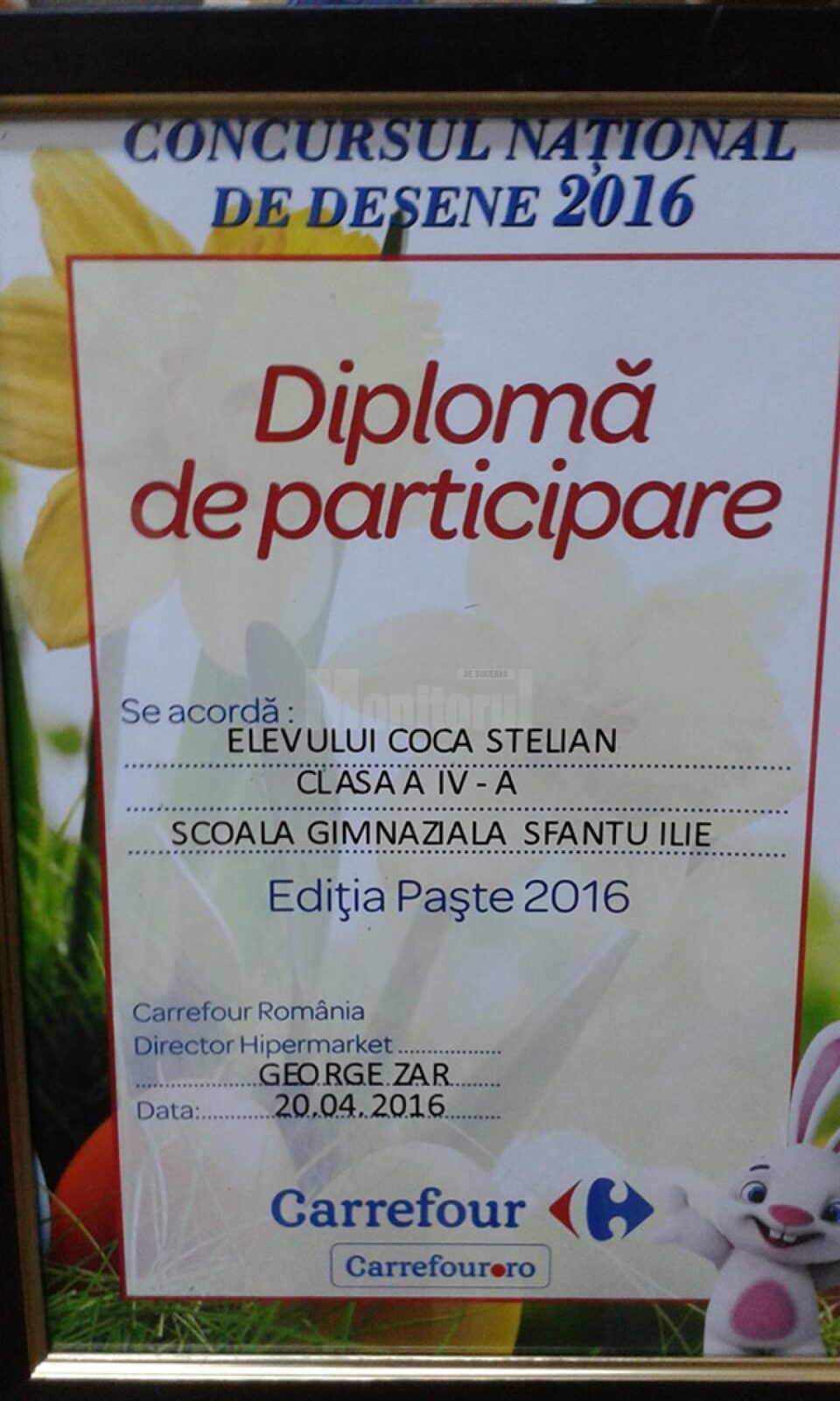 Un copil crescut de un asistent maternal a câștigat premiul cel mare la Concursul de desene inițiat de Carrefour Suceava
